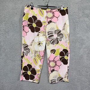 Tommy Bahama Womens Capri Size‎ 2 ? Brown Pink Floral Quilted Size Zip Summer